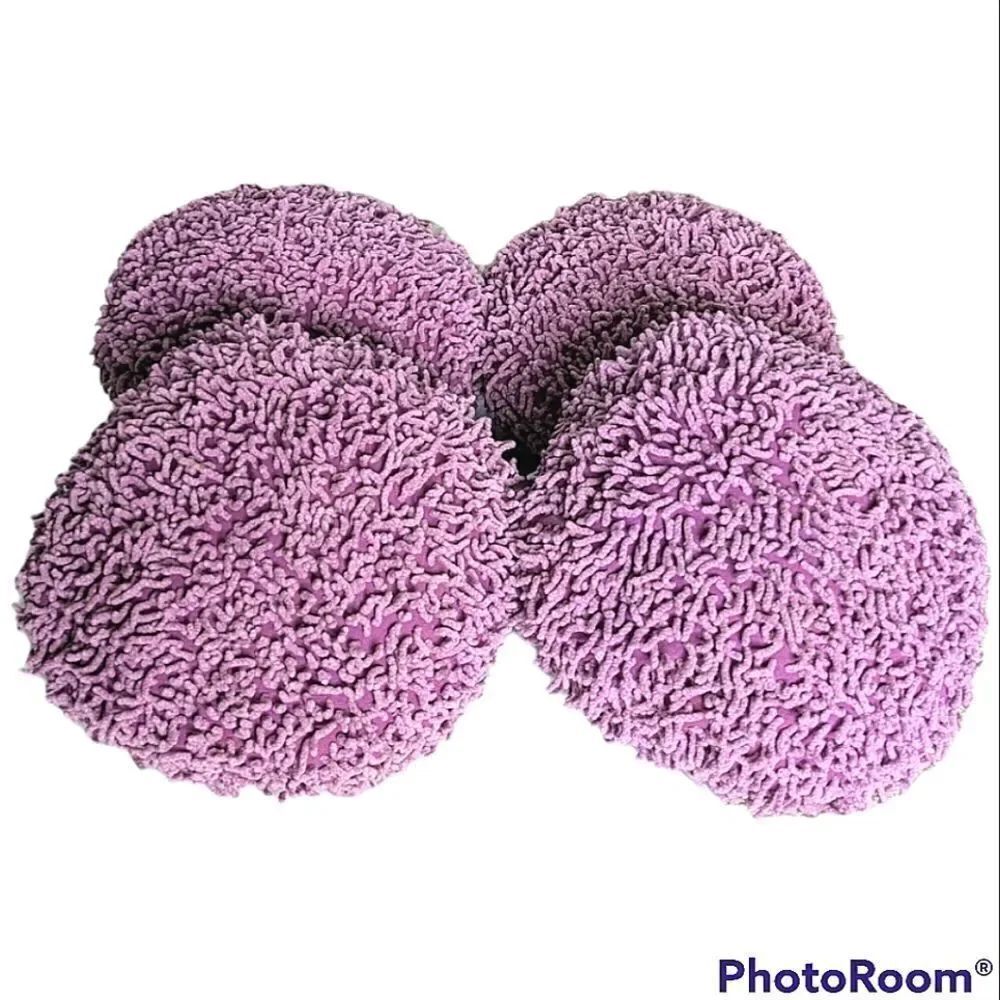 Vintage Lavender Shag Round Toss Pillows Set Of Four 12" Diameter